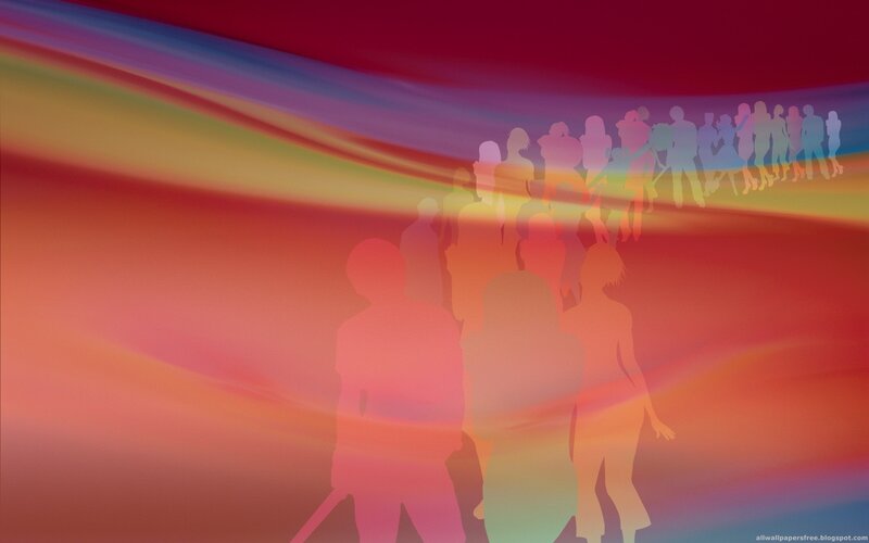 silhouettes on colorful background