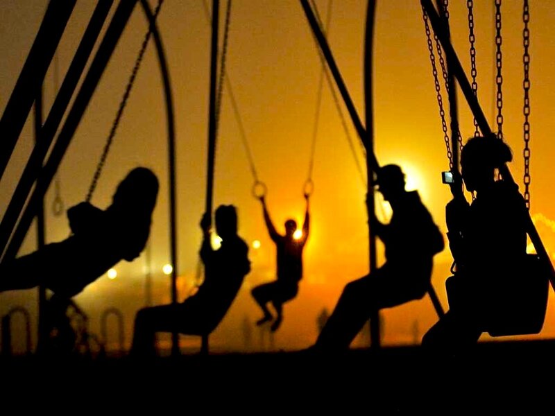 Silhouettes on Playground