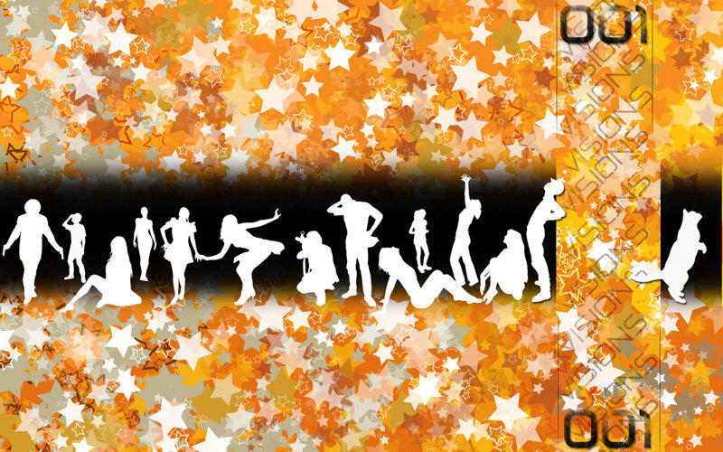 silhouettes on starry background