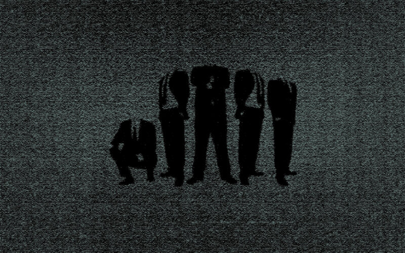 silhouettes on static screen