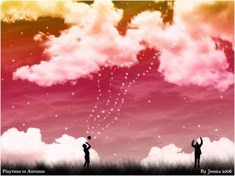 Silhouettes Playing Ball