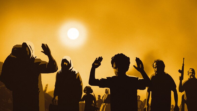 Silhouettes under a bright sun