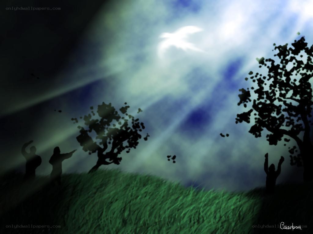 Silhouettes under a divine light
