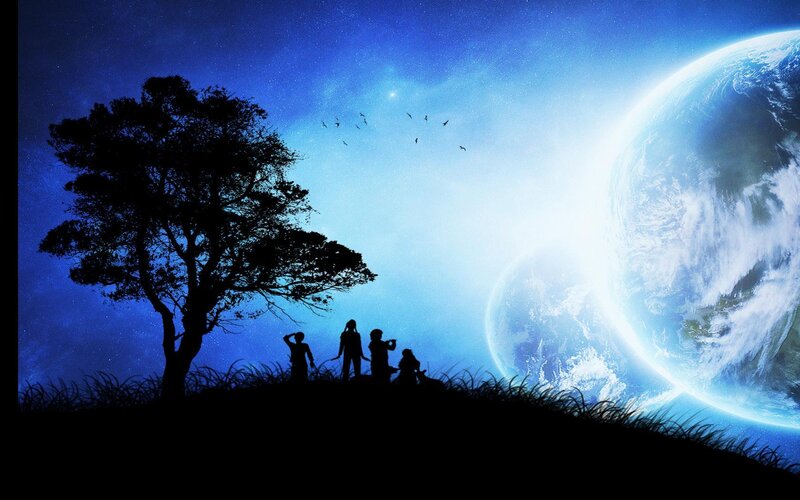 Silhouettes under a giant planet