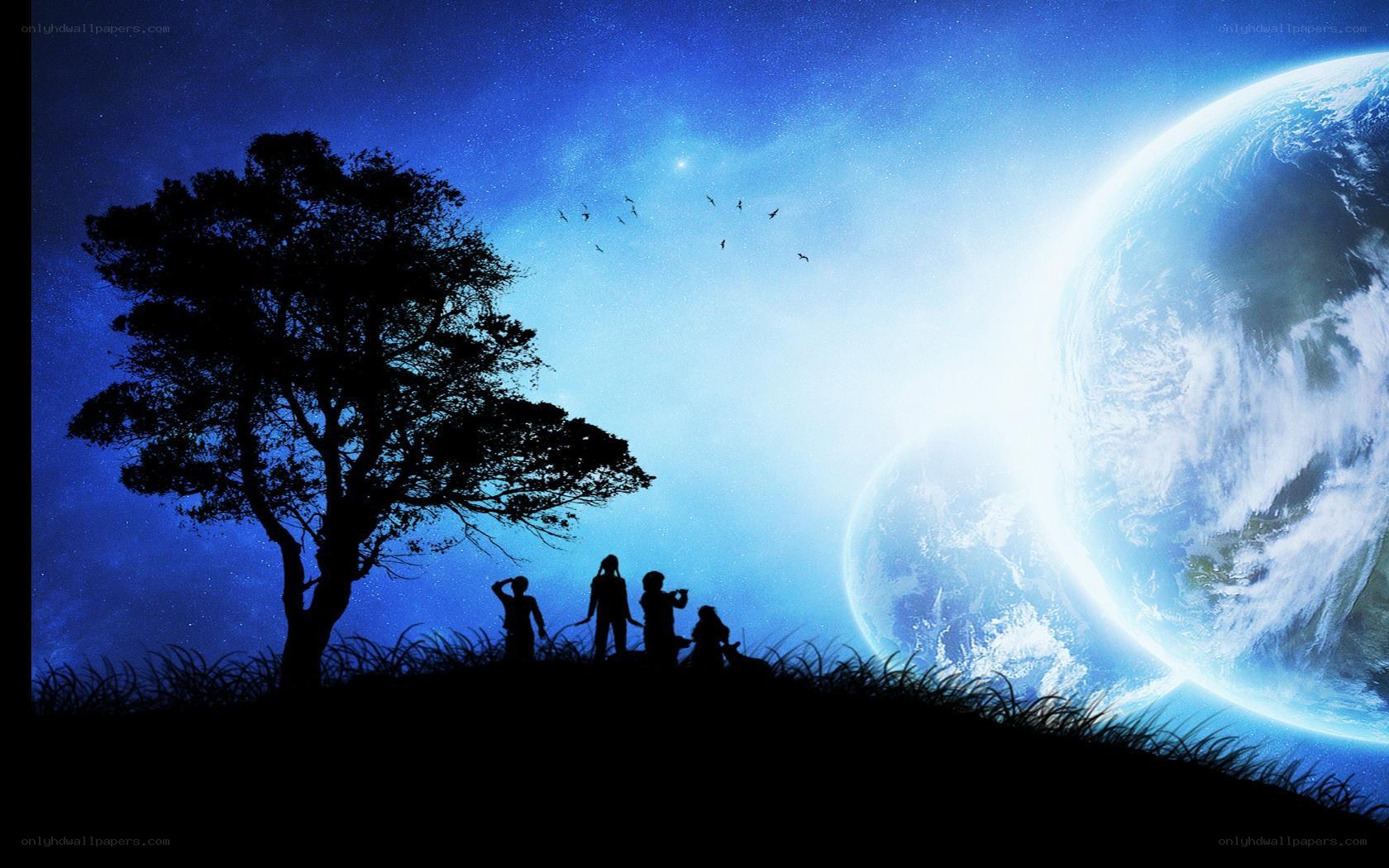 Silhouettes under a giant planet