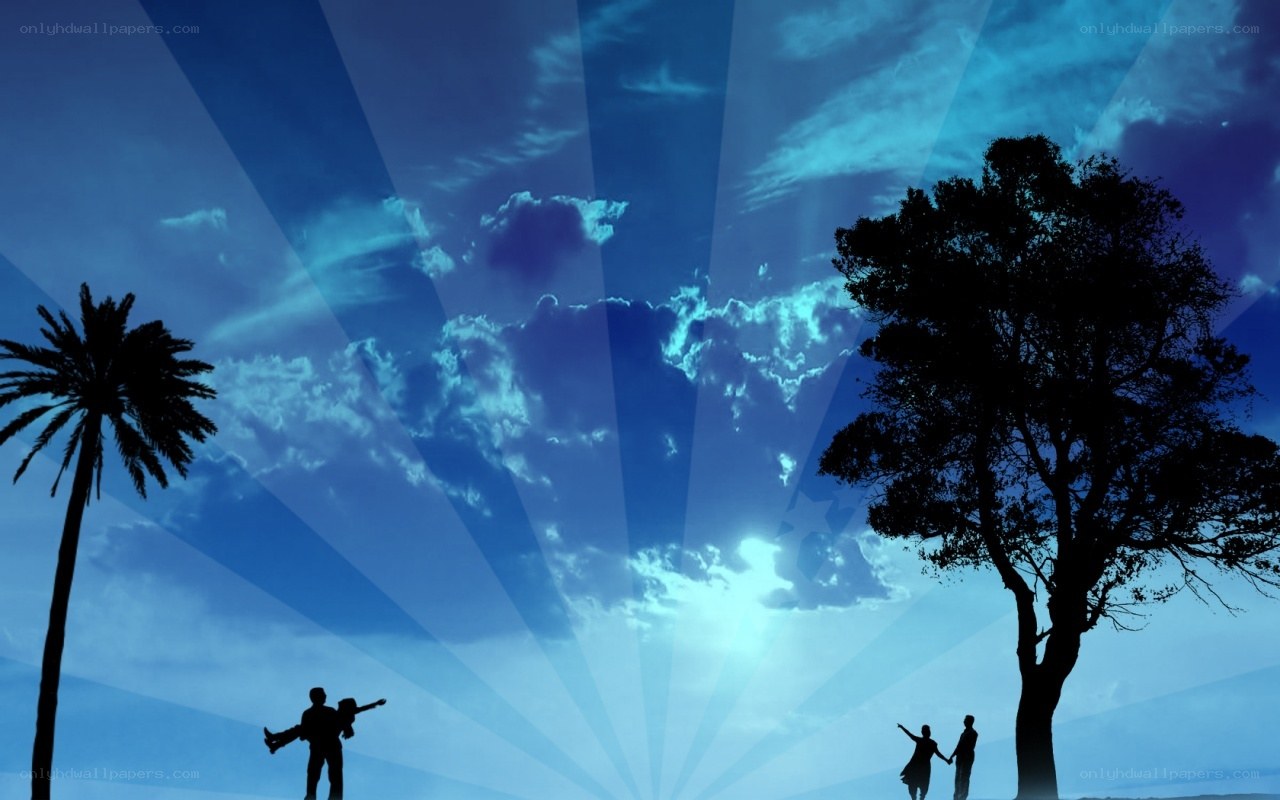 Silhouettes under a starry sky