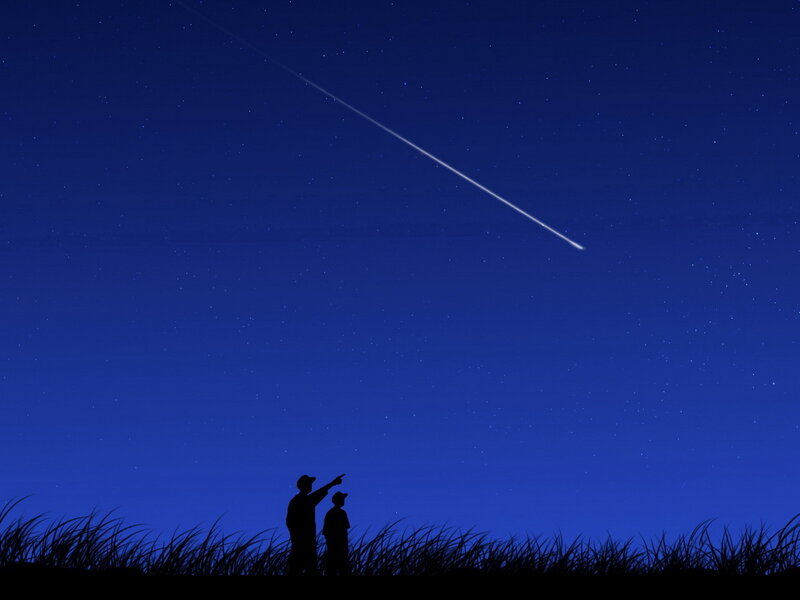 Silhouettes watching a meteor