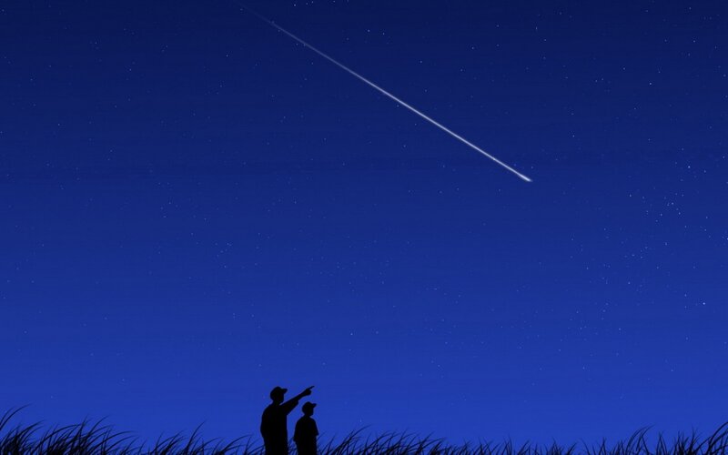 Silhouettes Watching Meteor