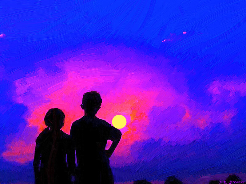 Silhouettes Watching Sunset