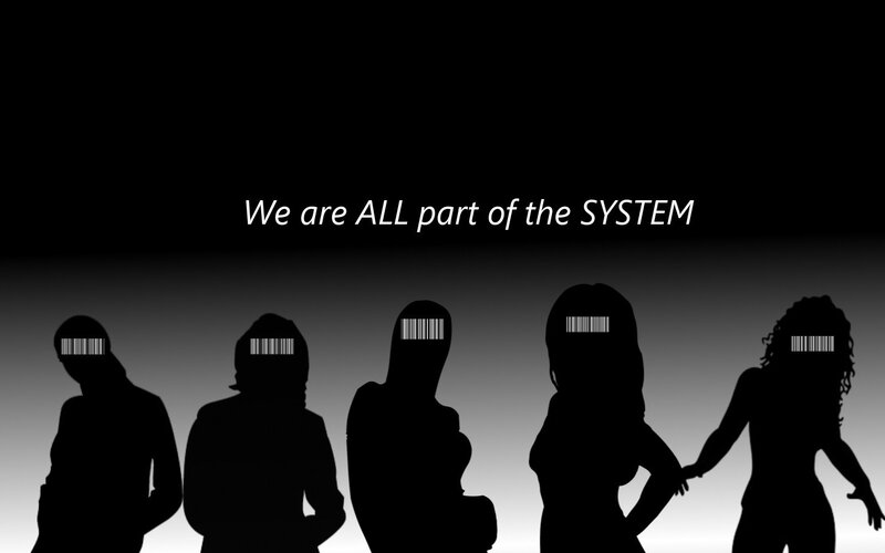 silhouettes with barcode text
