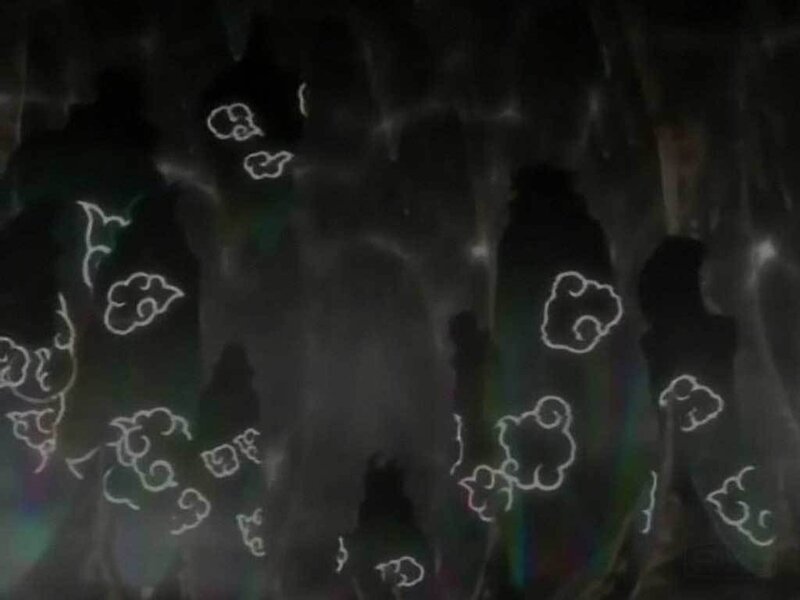 silhouettes with glowing symbols
