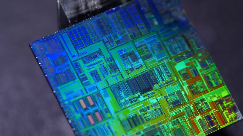 Silicon Wafer with Circuits — Blue, Technical