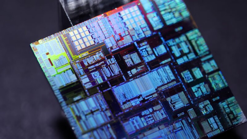 Silicon Wafer with Microchips — Blue