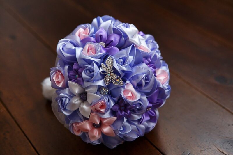 Silk Flower Bouquet — Purple, Calm