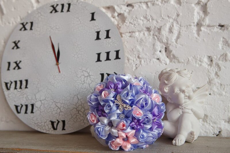 Silk Flower Bouquet — Purple