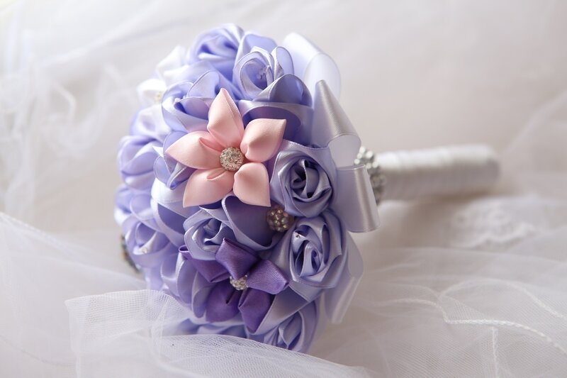 Silk Ribbon Bouquet — Purple