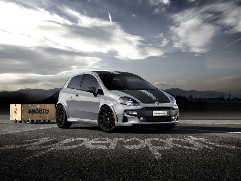 Silver Abarth Car — Gray, Dramatic, Sunset