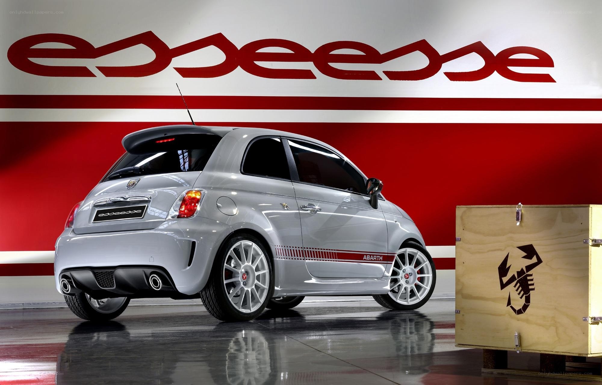 Silver Abarth car in showroom