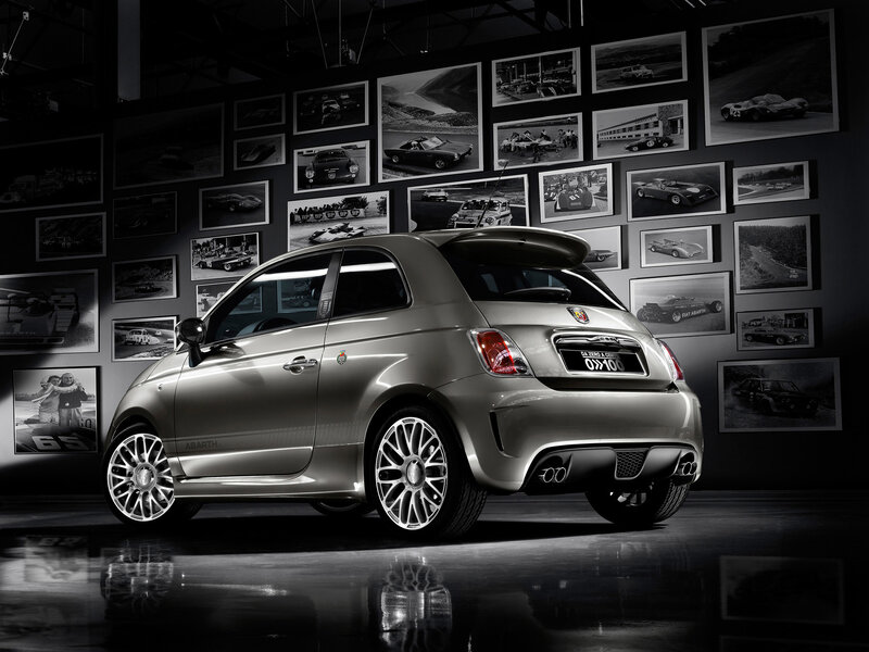 Silver Abarth car in showroom