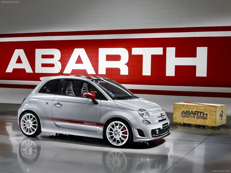 Silver Abarth car in showroom