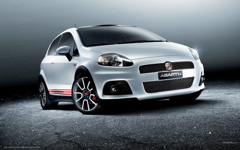 Silver Abarth car on dark background