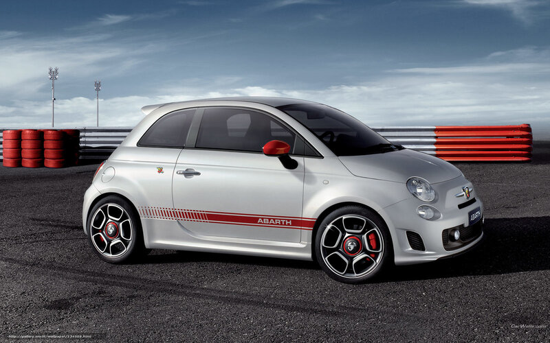 Silver Abarth on racetrack