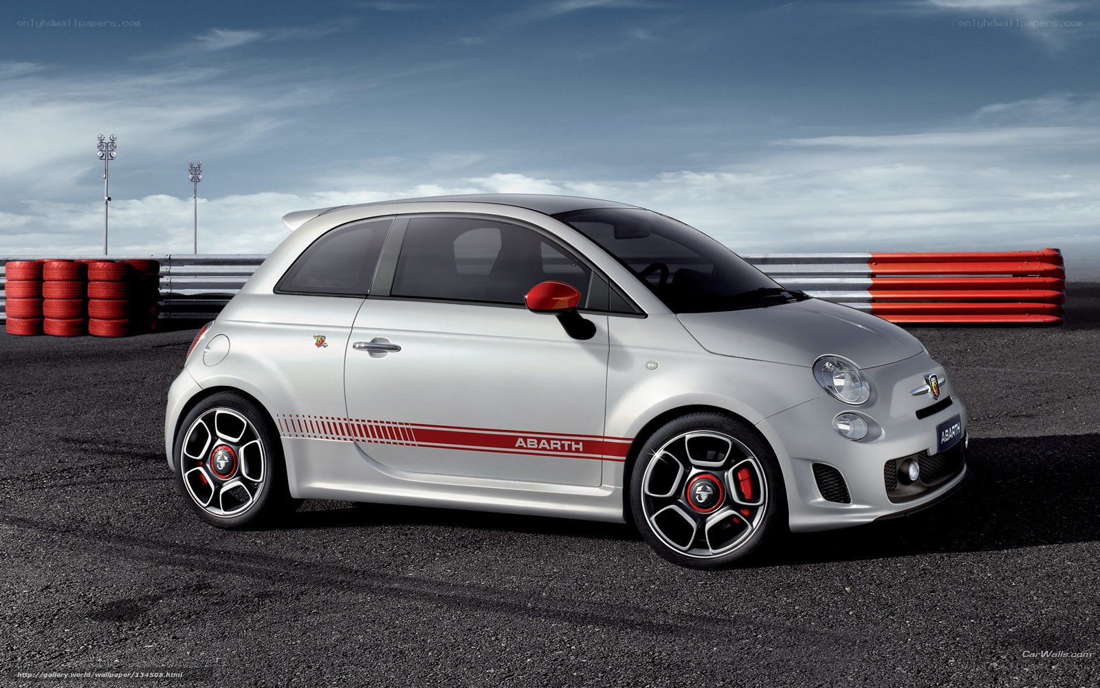 Silver Abarth on racetrack