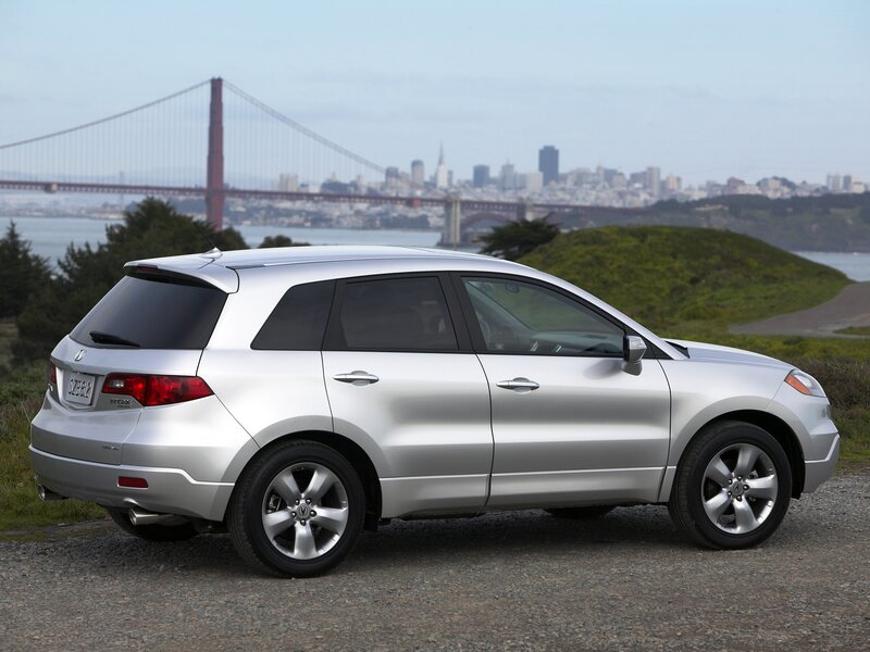 Silver Acura RDX by Golden Gate Bridge