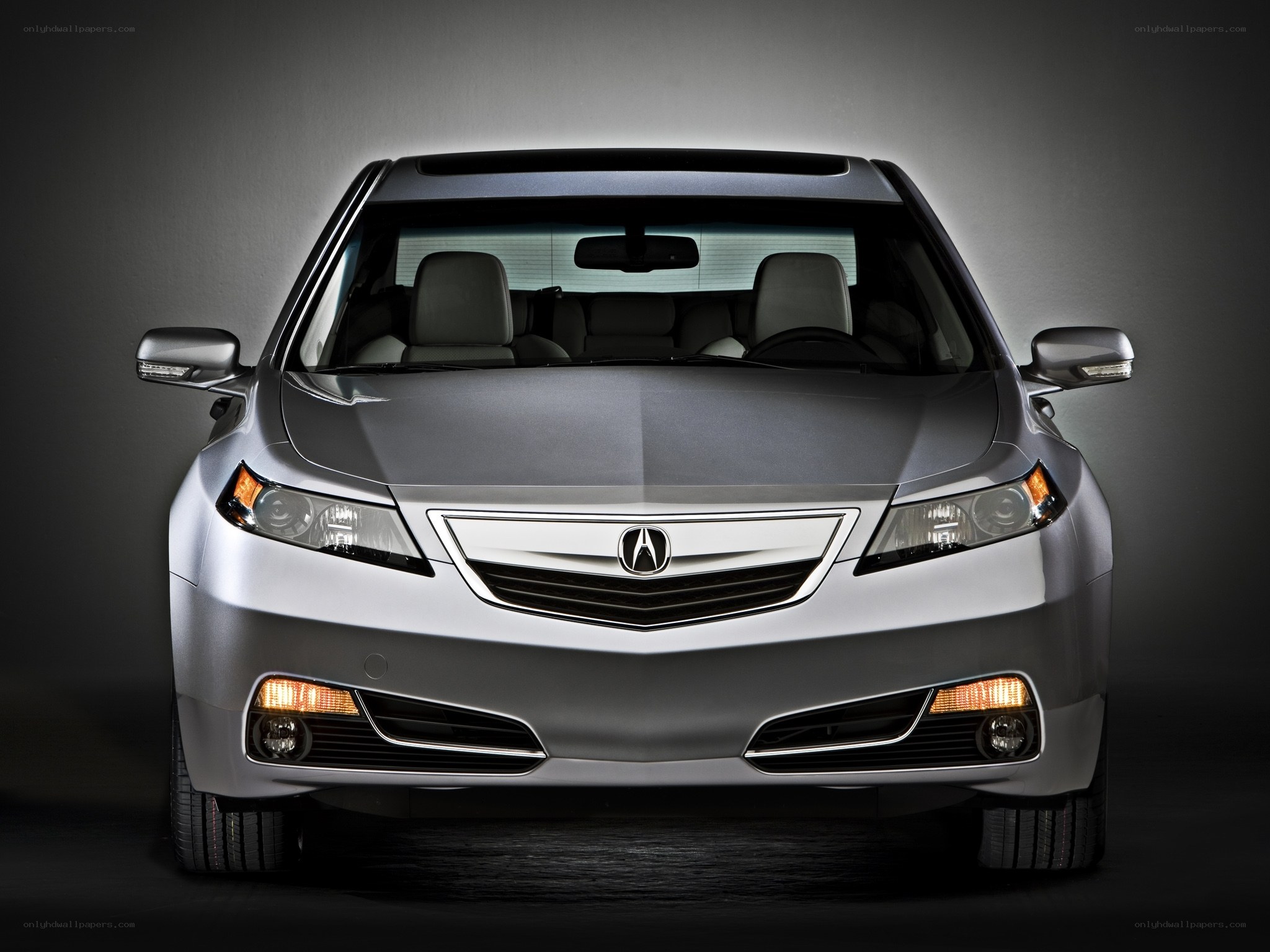 silver acura sedan front view