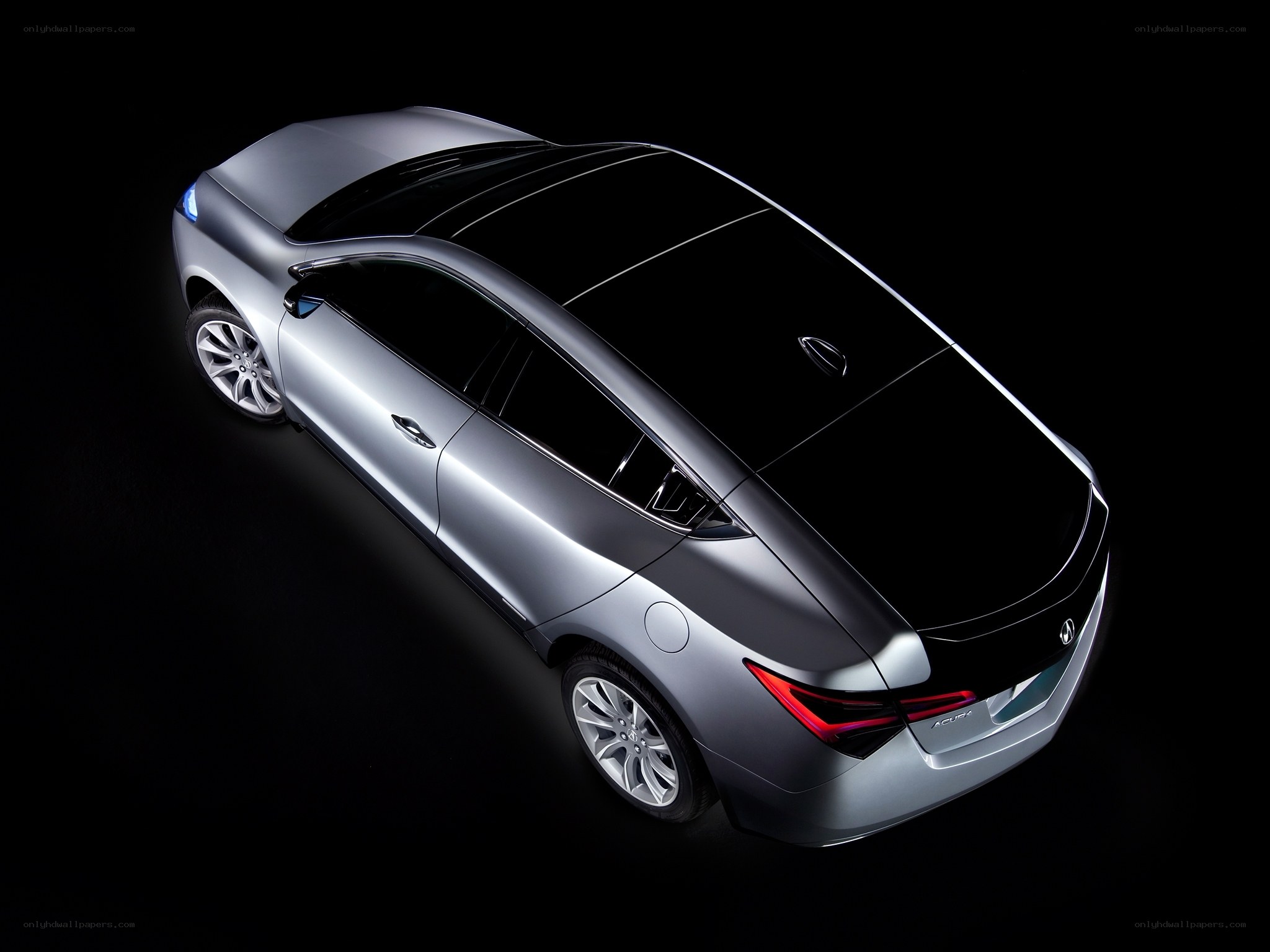 Silver Acura TLX from above