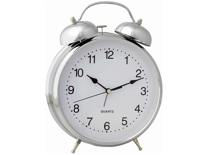 silver alarm clock