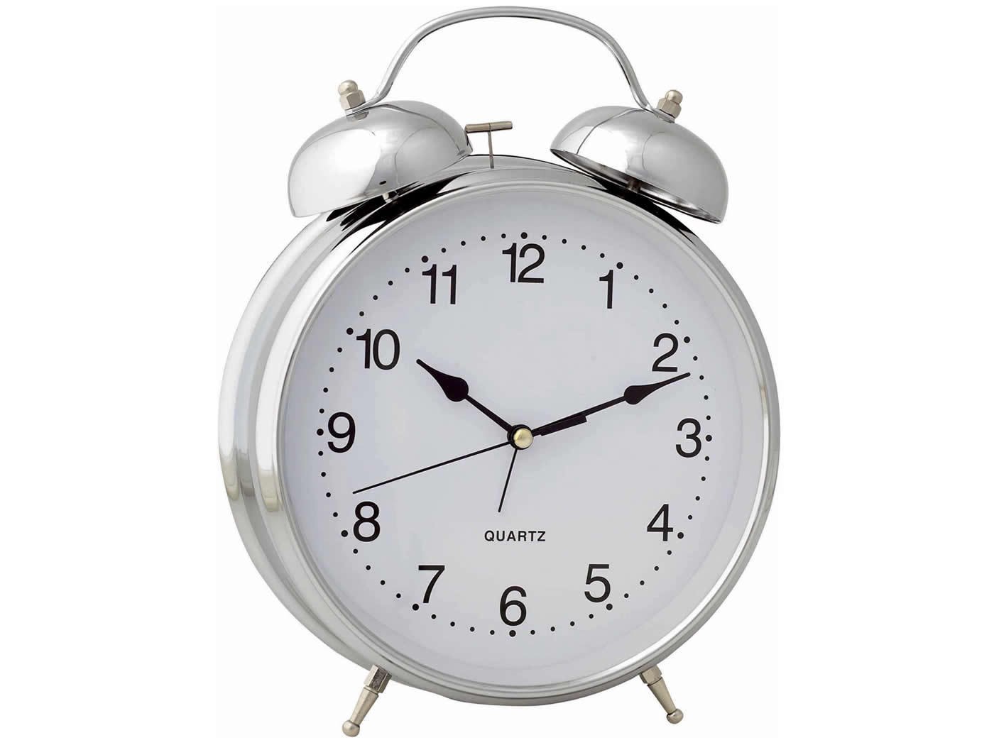 silver alarm clock