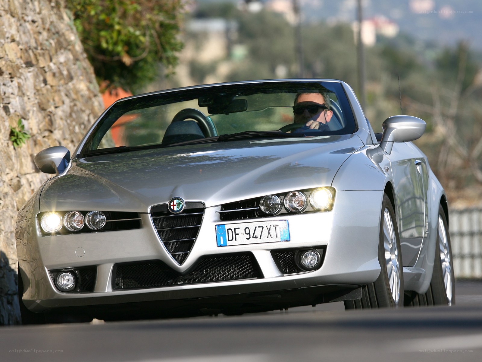 silver alfa romeo convertible