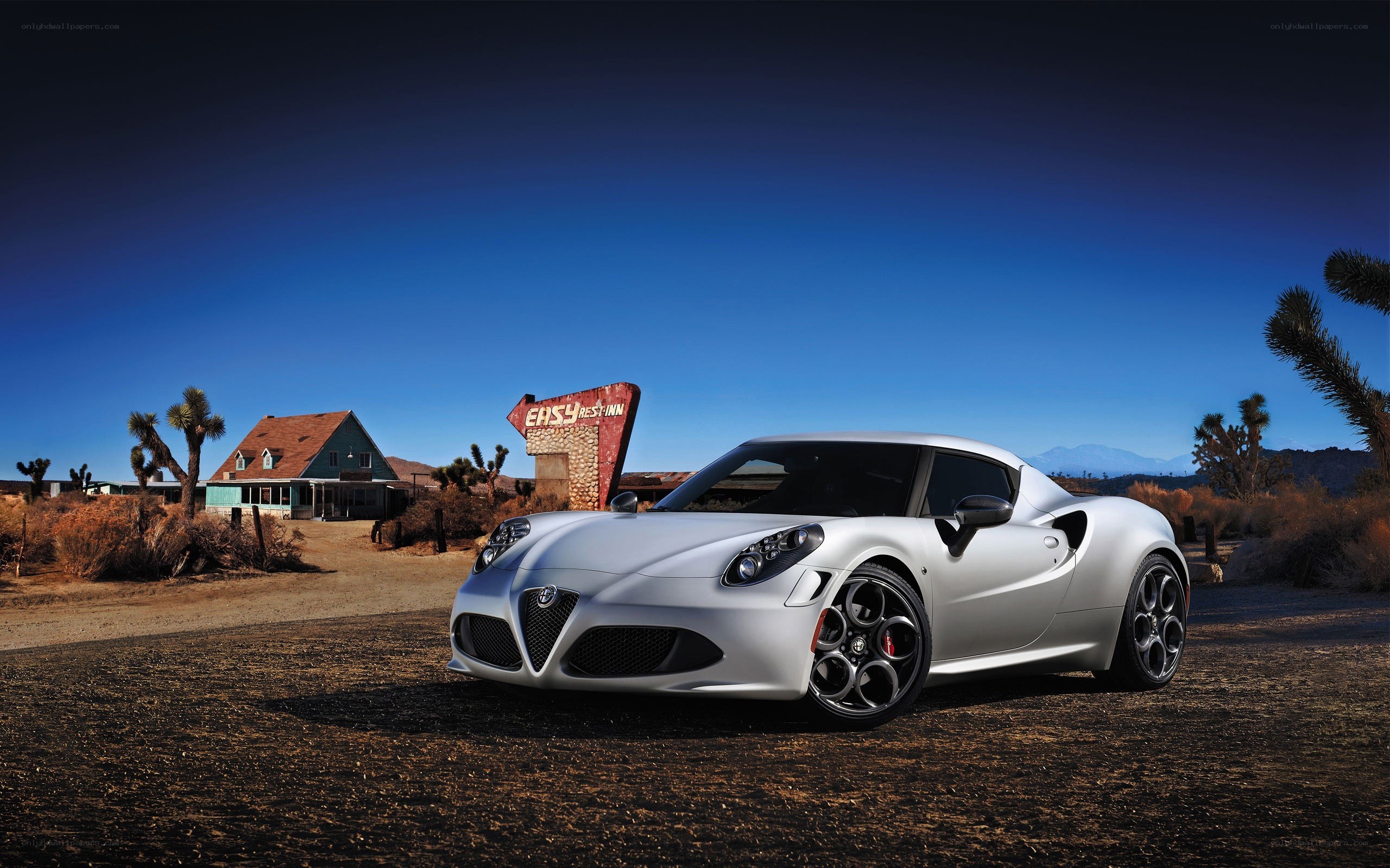 Silver Alfa Romeo in desert