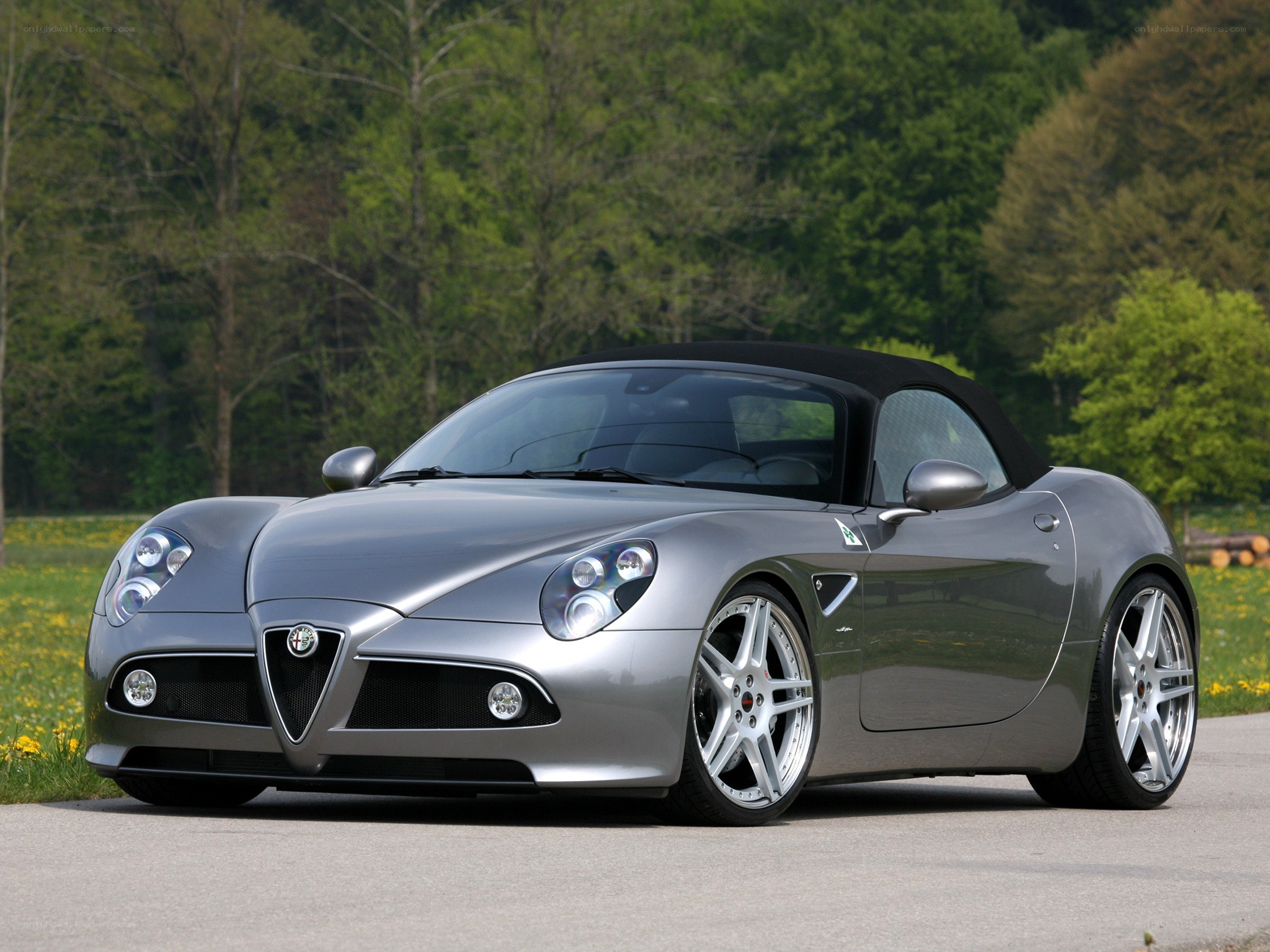 silver alfa romeo spider
