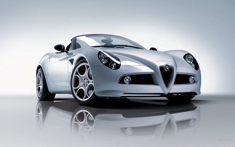 silver alfa romeo spider