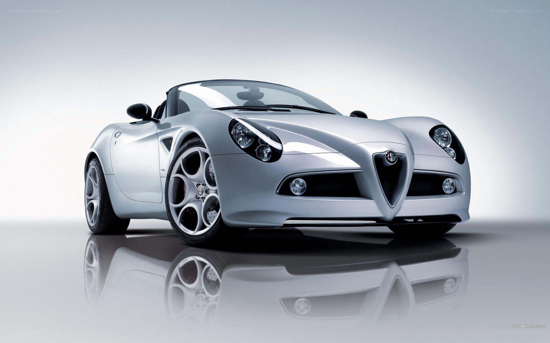 silver alfa romeo spider