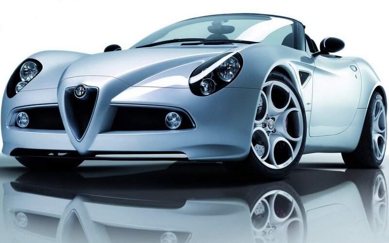 Silver Alfa Romeo sports car