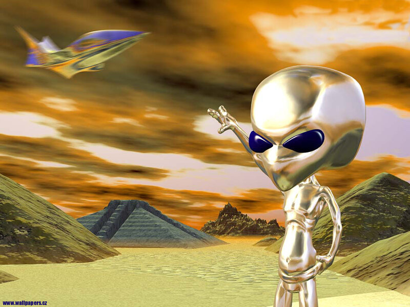 Silver Alien on Desert Planet
