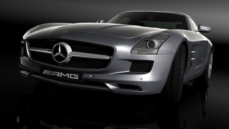 Silver AMG Sports Car — Dramatic, 3d Render