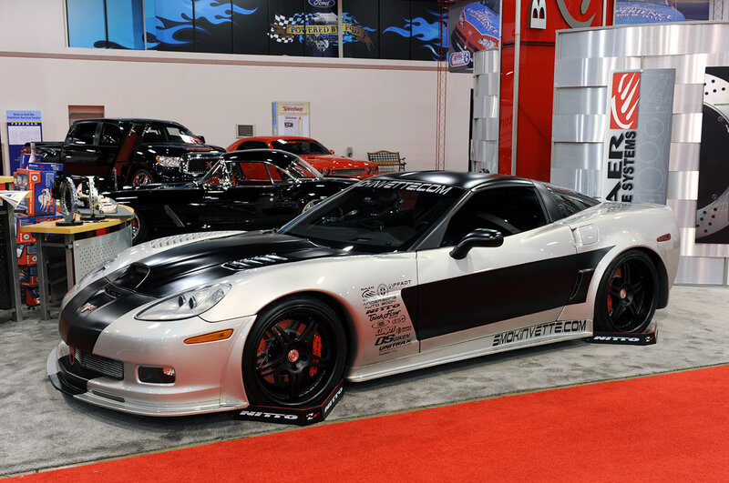 Silver and Black Corvette — White