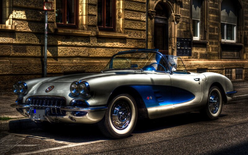 Silver and Blue Convertible