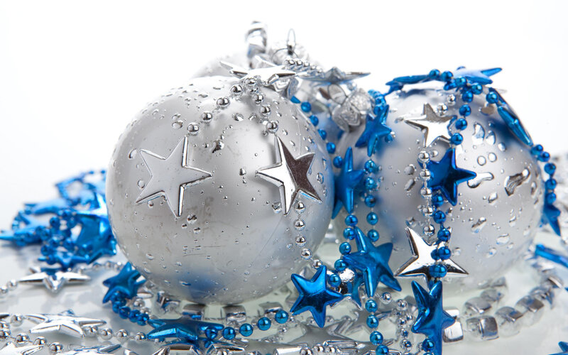 Silver and Blue Ornaments — Festive