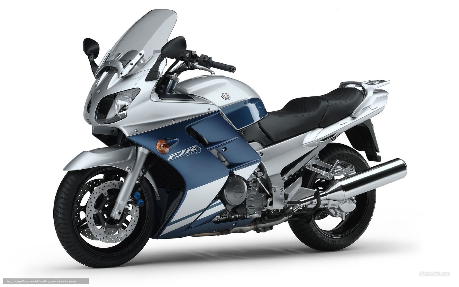 Silver and blue Yamaha FJR1300 motorcycle