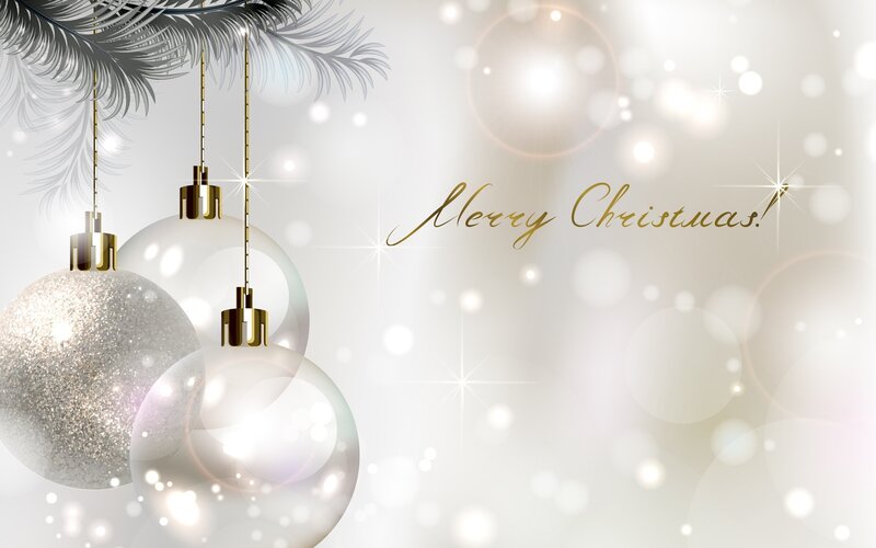 Silver and Gold Ornaments — White, Festive