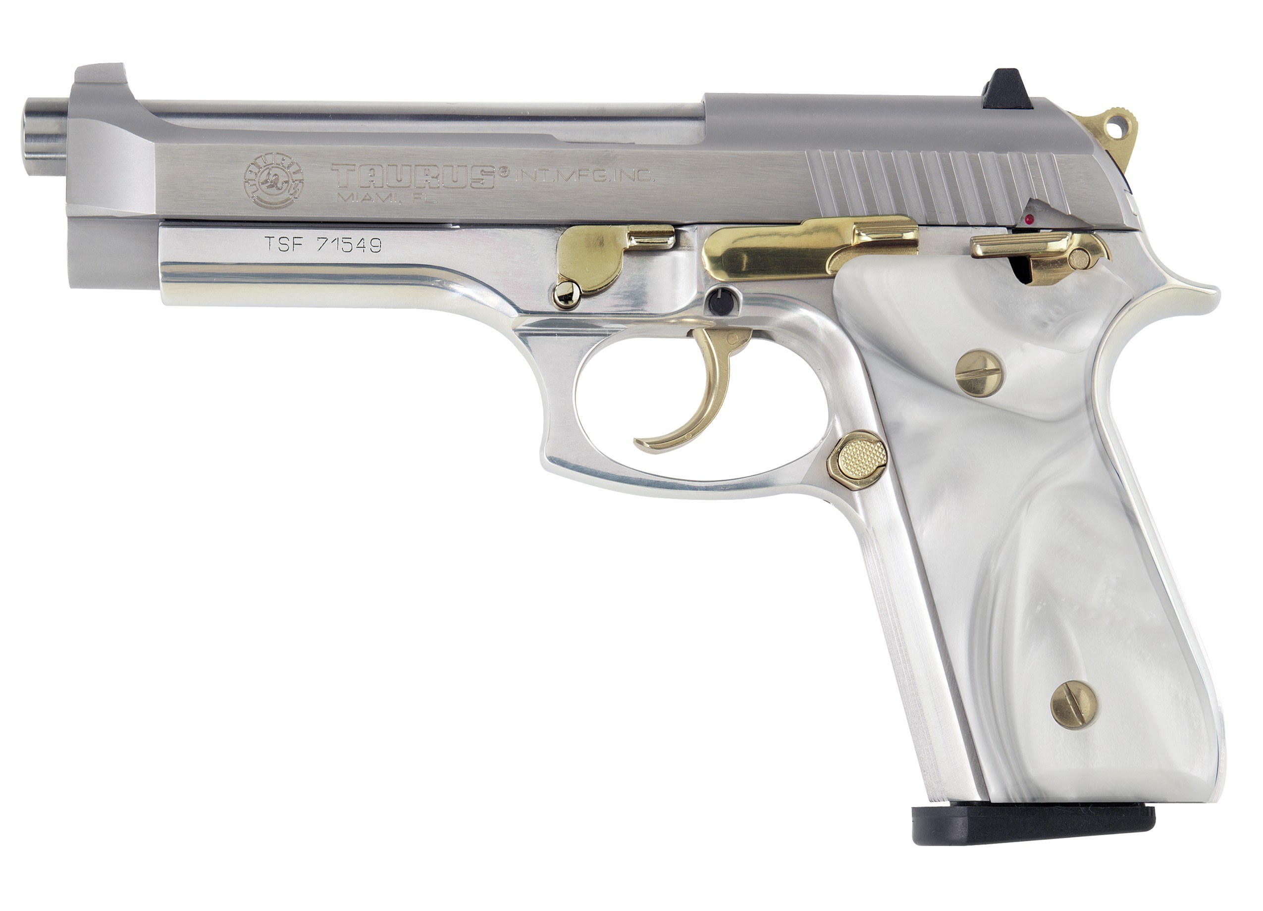 silver and gold pistol