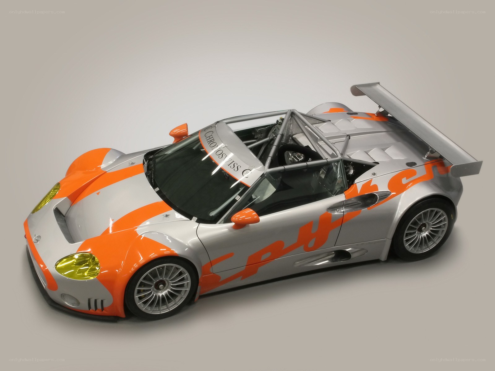 silver and orange race car
