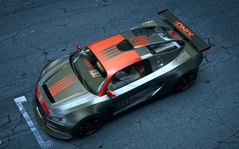 Silver and Orange Race Car — Gray
