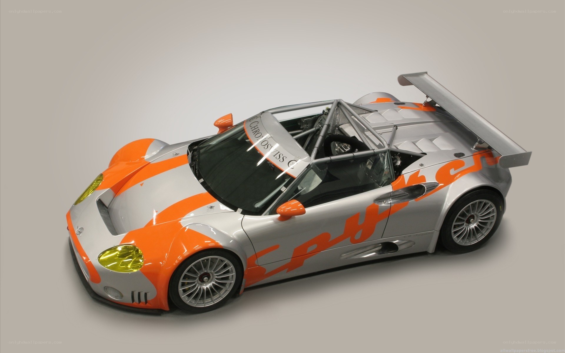 silver and orange race car