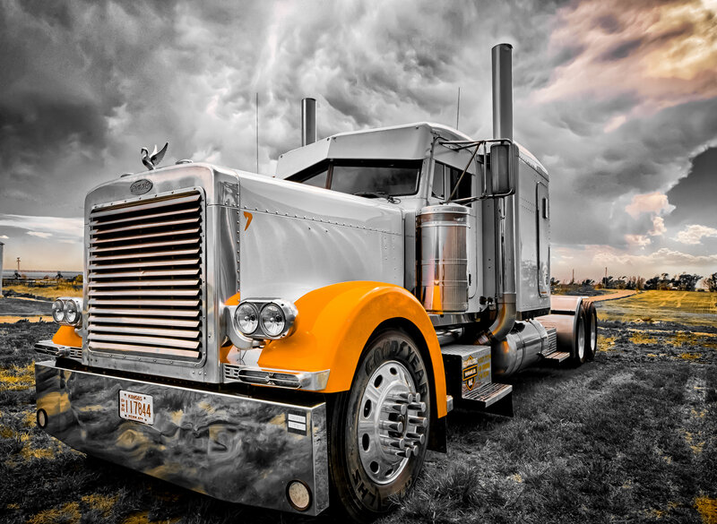 Silver and Orange Semi-truck